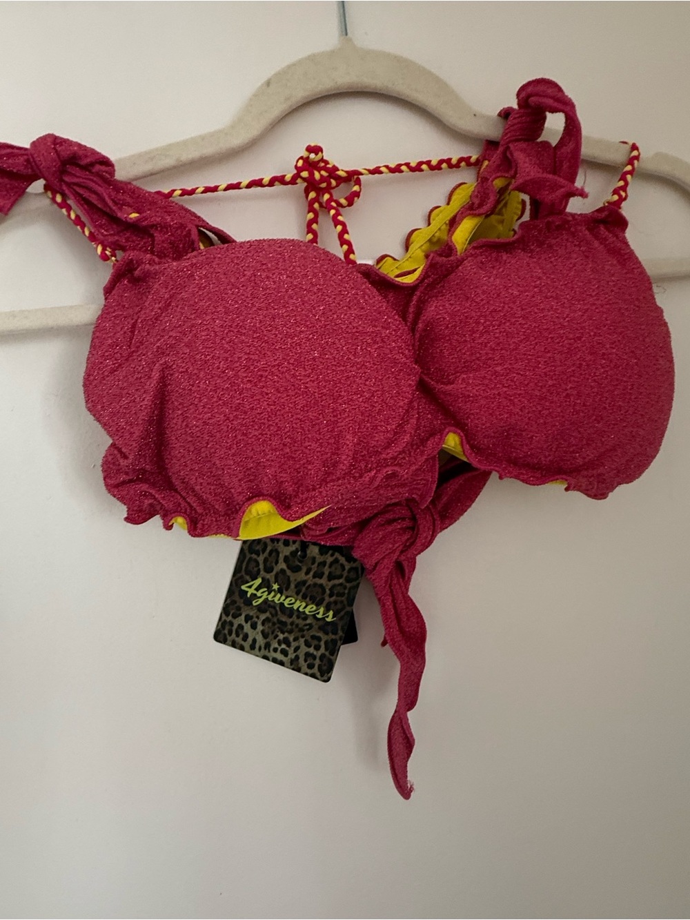 Agua Bendita Pink Bikini with Yellow Trim